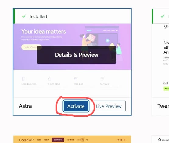 wordpress-tutorial-07-activate-astra-theme