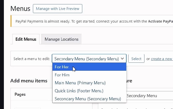 wordpress-tutorial-13-edit-footer-menu-for-her-for-him