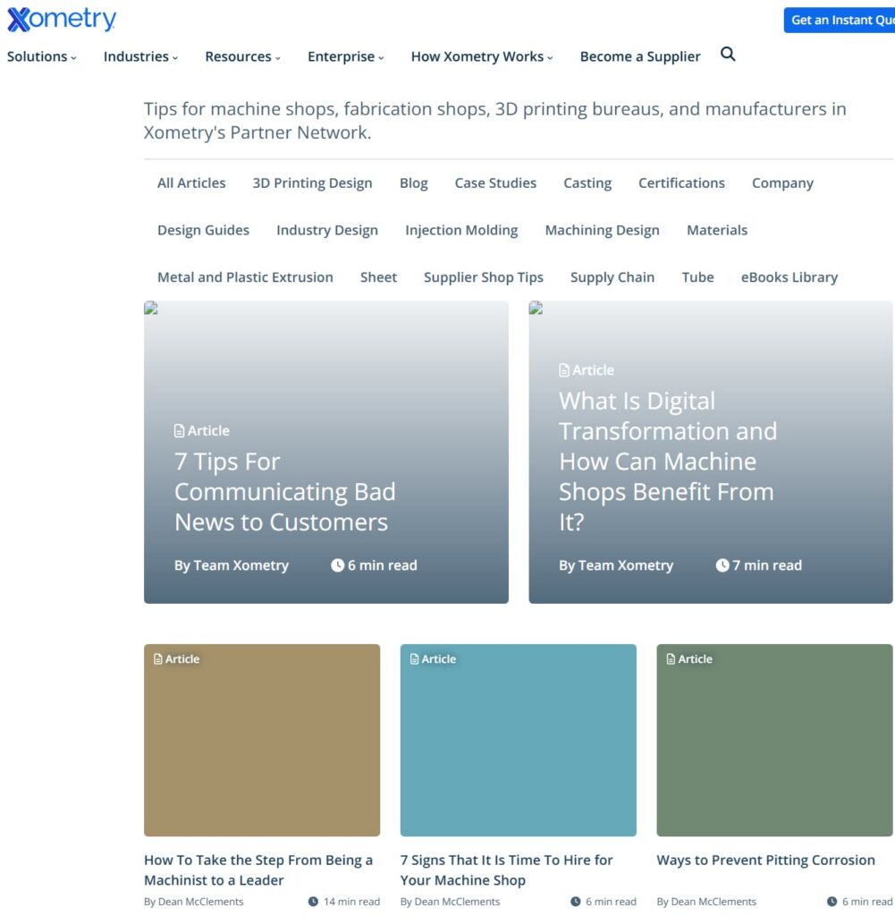 xometry.com-website-analysis-supplier-tips-page