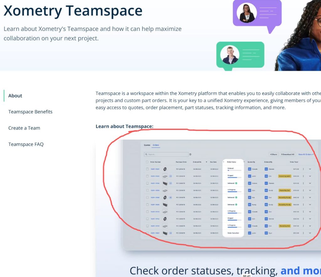 xometry.com-website-analysis-teamspace-interface